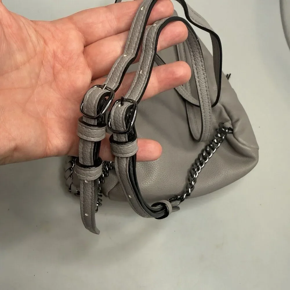 Victoria’s Secret Grey Quilted Mini Backpack Chain Accents 9